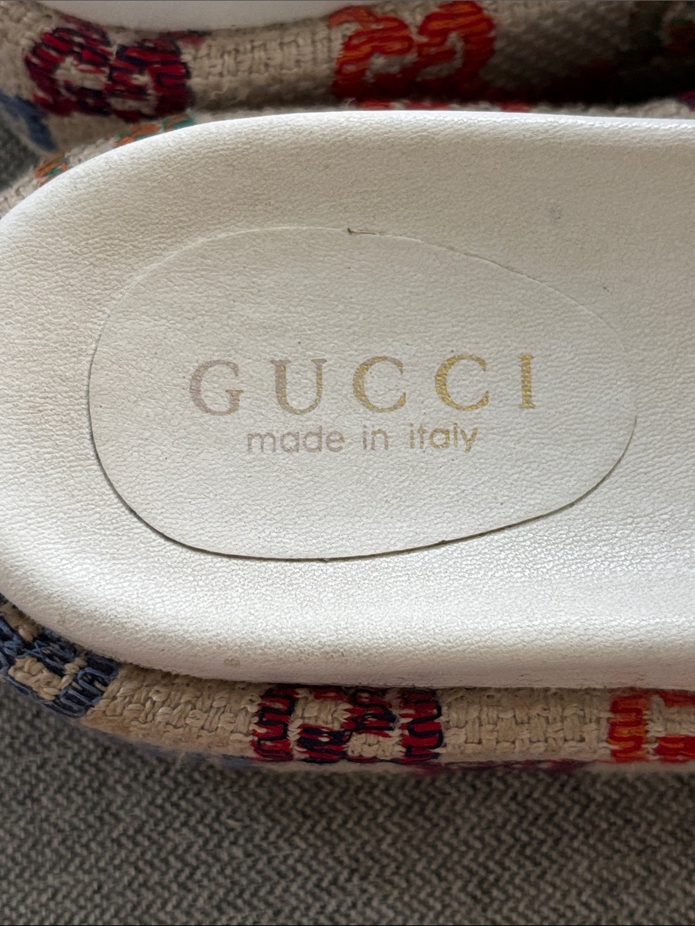 Gucci Cream Multicolor GG Canvas Platform Slide Mules - Picture 3 of 12